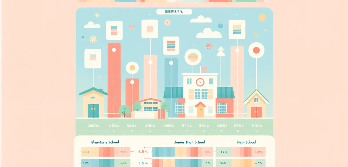 A comparison infographic showing elementary school, junior high school, and high school summer vacat