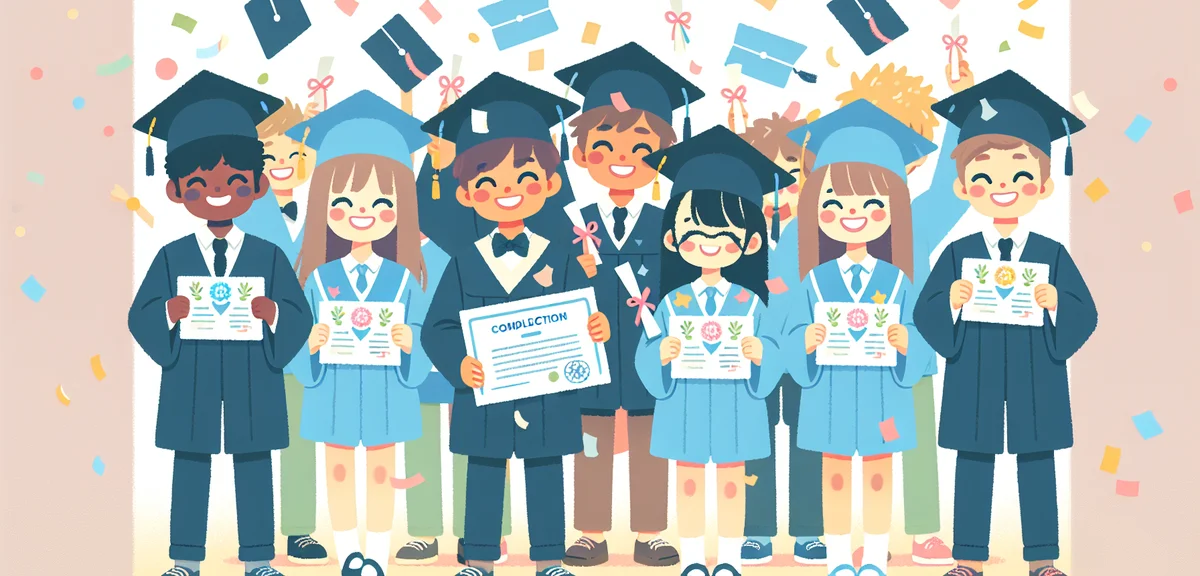 A group of young Japanese students celebrating at a driving school graduation ceremony in summer, ho