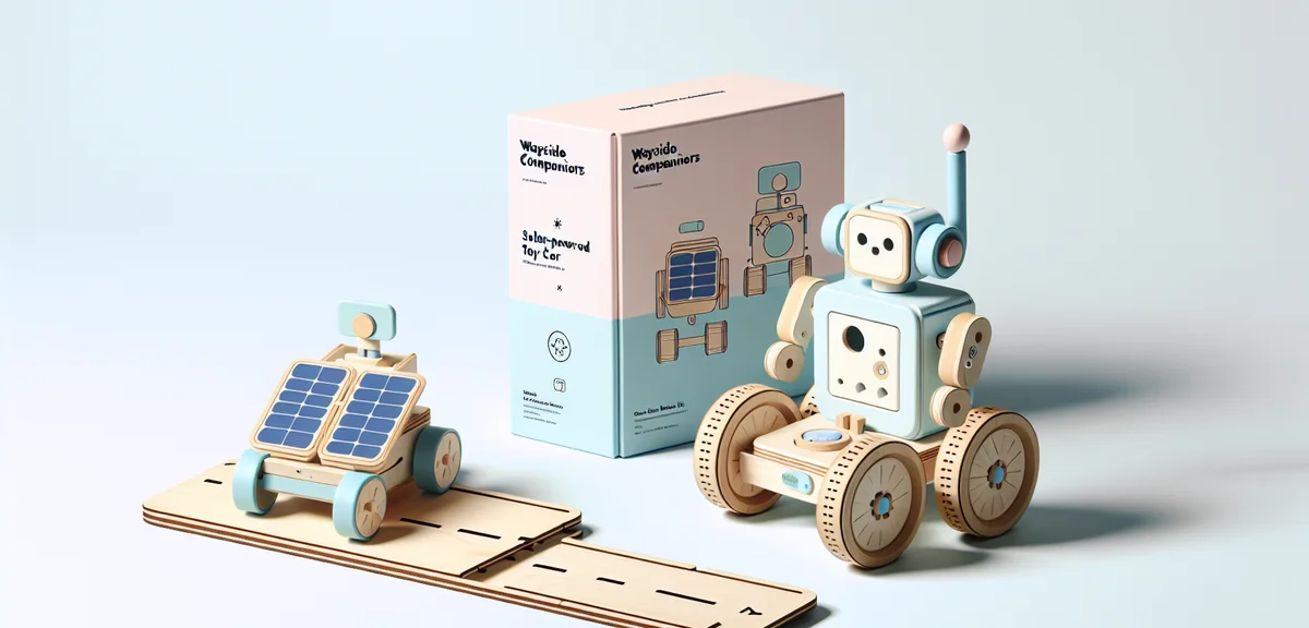 A solar-powered toy car kit and a simple robot kit displayed side by side on a white background, edu