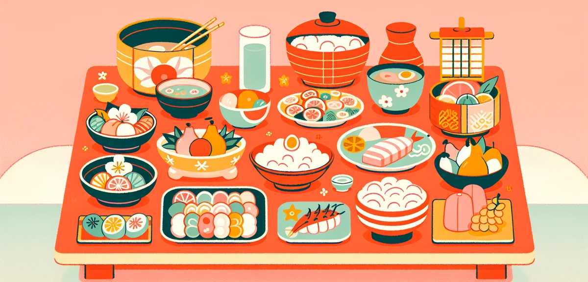 Traditional Okinawan ryukyu cuisine spread on a table, goya champuru, soki soba, sea grapes (umibudo