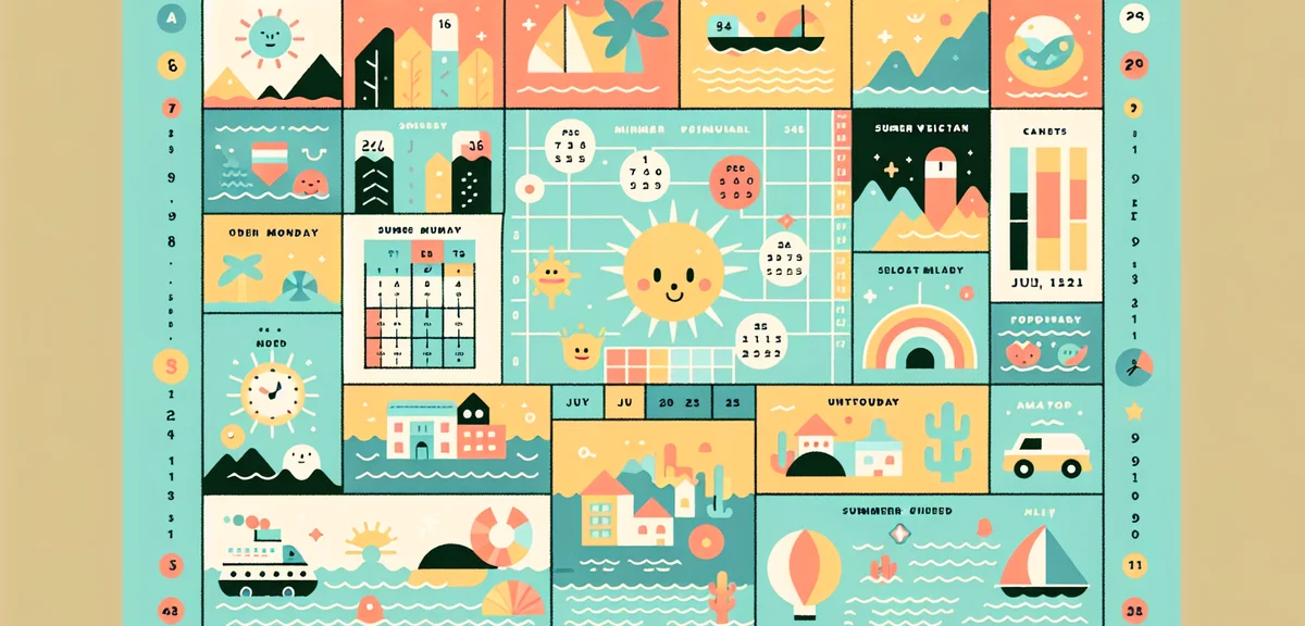 A calendar infographic showing different Japanese municipalities with varying summer vacation extens