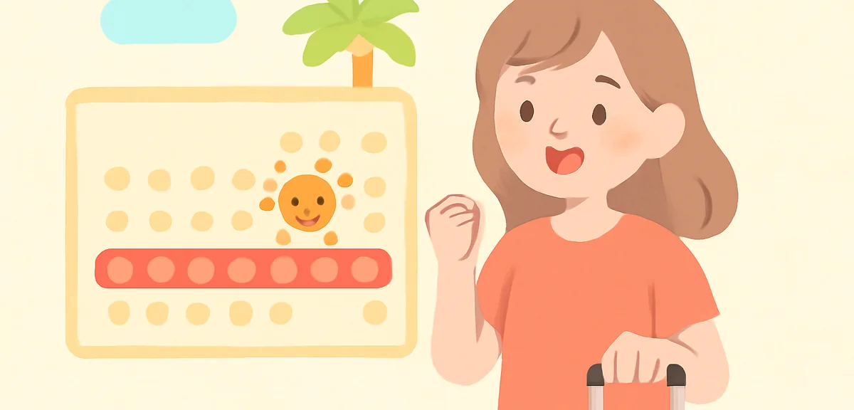 Calendar with summer vacation period marked, Japanese style, soft lighting