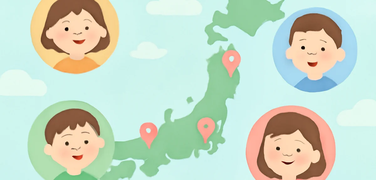 A map of Japan with several cities highlighted, showing regional differences in summer vacation leng