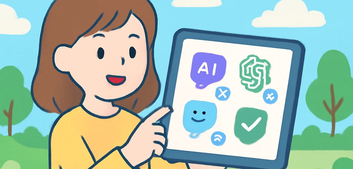 A clean informational illustration comparing icons representing different AI chat services on a tabl