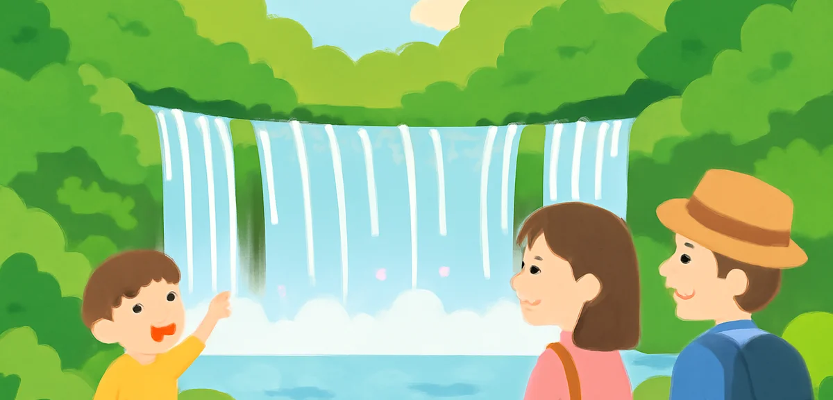 Shiraito Falls in Karuizawa Nagano, wide curtain-like waterfall with countless silver threads of wat